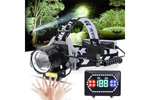 Bud K Rechargeable LED Headlamp, 120000 Lumens Super Bright Headlamp Flashlight with Motion Sensor, 8 Modes, 135°Adjustable, IPX7 Waterproof Head Lamp for Camping, Running, Climbing, Hiking