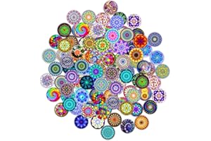 Giugio 100 sztuk kolorowych szklanych kamieni z Glow in the Dark, 12 mm kolorowe kamienie mugolskie dla dzieci, świecące w ciemności szklane kamienie, mini okrągła mozaika, kaboszony do samodzielnego