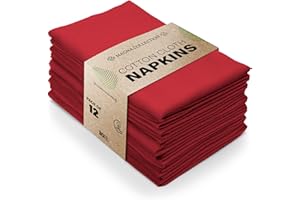 Magna Collection Cotton Red Cloth Napkins – Set of 12 (46 x 46 cm) – 100% Cotton – Hotel Quality, Soft, Durable, and Reusable – Red christmas napkins cloth