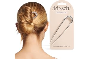 Kitsch 1 st fransk hårnål för kvinnor – silver | Elegant och hållbar hårgaffel i metall för updos, chignon, hårsnodd och hårstilar, säkert grepp hela dagen, bekväm passform
