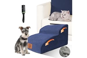 Zvonema Scaletta per Cani 2 Gradini,Scaletta per Cani di Piccola Taglia,Scala Animali in Schiuma per Divano e Letto, Antiscivolo, Impermeabile, Lavabile,Regala Rullo Togli Peli Animali