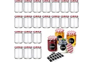 Hejo Jam burkar med lock, 240 ml 24-pack, lufttäta glasburkar | Återanvändbara förvaringsburkar, etiketter ingår, perfekt för