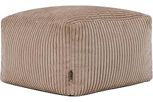 ‎ICON Icon Amara Hocker, Mokkabraun, Flauschiger Cord Stoff, Sitzsack Cord, Sitzpuff Hocker mit Füllung, Fußhocker für das Wohnzimmer, Deko Wohnzimmer