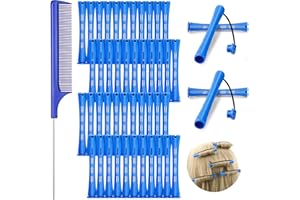 WILLBOND 48 Pezzi Permanenti Capelli 0,35 Pollice/0,9 cm Asta di Onda Fredda Aste di Perm in Plastica Bigodini Rulli di Capelli con Pettine di Coda in Acciaio Pettine di Ratto Blu