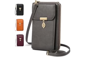 VOBUKE Handytasche mit Geldbörse zum Umhängen RFID Schutz Handy Tasche Damen Umhänge Leder Kleine Handy Umhängetasche Crossbody Schultertasche mit 12 Kartenfächer für Handy Unter 7,2 Zoll