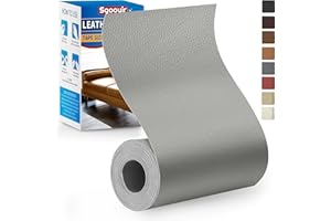 Sgooyir Kunstleder Selbstklebend Grau, 10x160cm Leder Reparatur Set, Kunstleder Reparaturset Flicken Selbstklebend Patch für Autositze, Möbel, Sofa, Couch, Jacken