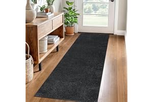 LZREXNVOFXG Alfombra de Pasillo Larga Antideslizante 50 x 140 cm Alfombra de Cocina Lavable Absorbente Felpudo de Entrada Tapete Cocina Alfombra de Corredor Pasillo para Puerta Lavanderia Salón Dormitorio Negro