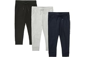 Sweatpants Jungen 3er-Pack - Bio-Baumwolle, Organic Cotton, weich, bequem, ideal für Kita, Schule, Sport, Freizeit - Farben: Schwarz, Blau, Grau, Größen: 92-134