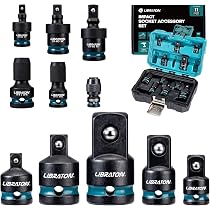 Bates Schlag-Steckschlüssel-Adapter Set – 4-teilig, Rotgold, Für 1/2“, 3/8“, 1/4“ – Chrom-Molybdän-Stahl