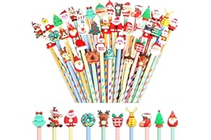 Gudotra 40 Pezzi Matite Gadget Natale con Topper Natalizie Matite Divertenti Gadget Natale Bambini Gadget Compleanno (40)