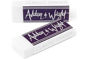 Ashton and Wright - Classic Eraser - Latex Free Plastic Rubber - Pack of 2 White