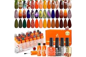 ‎LAVENDER VIOLETS Lavender Violets 25 stück UV Gel Nagellack Erdfarbe mit Blooming Gel Polish Base,Matte-Glänzende,Top Coat Nailart-Pinsel Thermo Grün Rot Maniküre Cat Eye Splitter Glitzernd Geschenke für Frauen 03