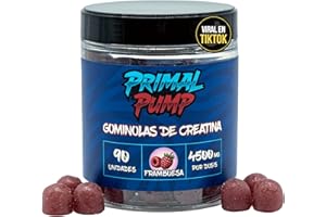 Primal Pump Gominolas de Creatina Monohidratada 4.5g - Sabor Frambuesa - Creatina para Rendimiento y Potencia - Sin Azúcar, Vegano y Sin Gluten
