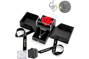 TANGDOUJM Gifts for Women, Birthday Gifts, Forever Rose Necklace 100 Languages I Love You, Preserved Flower Gifts, Birthday Gifts, Christmas, Valentines, Mother's Day Gifts