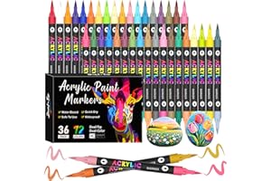 VIVIDHUES 72 Farben Acrylstifte 36 Stifte-acrylstifte für steine wasserfest mit deckend & schnelltrocknend-acrylmarker acrylic marker & acrylic paint marker für Glas Holz Leinwand Keramik Papier