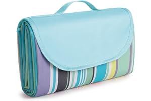 Sarsumir Picnic Blanket Waterproof 200x200cm, Large Camping Blanket Beach Mat Sand Free Portable with Handle, Foldable Picnic Rug Multipurpose for Outdoor Activities Travel Park Camping, Blue