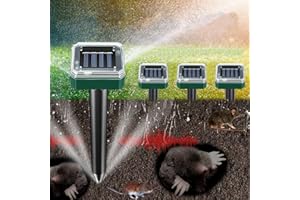 KIMROXI Pack of 4 Solar Mole Repellent Sonic Gopher Repeller Outdoor Waterproof Mouse Rat Rodent Vole Snake Deterrent Easy to Use for Garden Farm Orchard Lawn