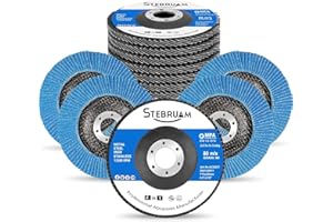 STEBRUAM 12 Pack 115mm discos de láminas, Amoladora Angular Lijado Disco 60 Grit Zirconia Muelas Discos para Pulir Soldadura Juntas Óxido de Aluminio Abrasivos Discos Tipo 29 Amoladora Discos