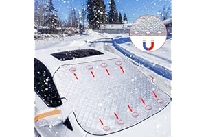 QUNKUN Housse de protection pour pare-brise avant, 145 x 113 cm, magnétique pour hiver, pare-brise avec 9 aimants de fixation pour pare-brise de voiture, pour contre la neige, le gel et le soleil (voiture)