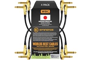 WORLDS BEST CABLES Mogami 2319-12 cm (5 Zoll) Instrumenten-Effekt-Patchkabel mit vergoldeten, flachen, rechtwinkligen Pancake-Steckern Typ TS (6,35 mm) 4 Stück