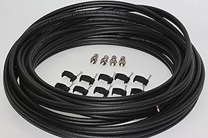 Venker EL Webro WF100 Twin Satellite Cable with 4 x F Plugs, Free Cable Clips (10M, Black)