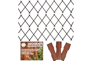 KANTA 3 X Garden Gardeners Dark Brown Coloured Wooden Expanding Expandable Wooden Garden Trellis Each Piece Expands to 150 x 30 cm