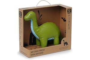 Little Big Friends Amis Dinos | Stimule Les Sens avec différentes matières, Textures et Couleurs et Un grelot intérieur | Cuir Végan | Facile à Nettoyer | Hector Le Brachiosaure