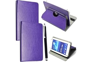 MOBILE STUFF Universal 360° Rotational Colourful Various PU Leather Stand Case Cover Fits All 7" Inch Android Tablets tab devices + Free Stylus Pen (Universal 7'' purple)