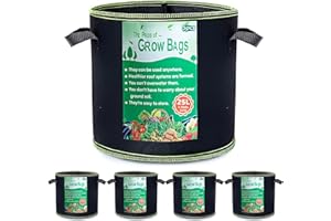 Growerz 5 pack 25L (DIA35 x H28cm) Fabric Grow Pot – Durable Non-Woven PET Plant Container for Air Pruning, Root Health & Drainage – Reusable Pot for Indoor/Outdoor Gardening