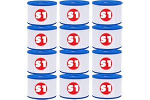 KGC 12 Stück S1 Filter Pool, 10.6cm x 4.5cm x 7cm, S1 Filterkartusche Whirlpool,Aufblasbare Whirlpool-Filter kompatibel, Poolfilter für Intex PureSpa Typ S1, Whirlpool Filter für 29001E Spa