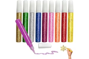 Mesen 10 Stück Glitter Glue Original, Glitzerkleber zum Basteln, Dekorieren und kreativen Gestalten in Tube mit feiner Dosierspitze, DIY-Kunst- und Handwerks-Glitzerstifte
