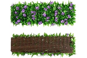 LSRVNM Ivy Fence Screening Artificial, Balcony Privacy Screen Garden Fencing, Plant Wall Panels Artificial, UV Protected Hedge Screening, Ivy Trellis Screening Expandable for Garden Balcony, Z057
