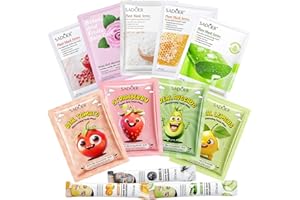 EXATTA 12 Pezzi Maschera Viso Idratante, con Acido Laluronico, Aloe Vera, Estratto di Riso, Maschere Viso in Tessuto, per Azione Idratante, Detergente, Set Skin Care Ragazza Donne