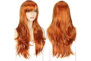 YEESHEDO Ingwer Cosplay Perücke für Frauen Langes Gewelltes Haar Synthetische Perücken mit Pony für Halloween Party Kostüm Anime 28 Zoll 70 cm