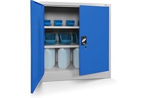 Jan Nowak Armario de Oficina Archivador de Herramientas Metálico 2 Estantes con Recubrimiento de Polvo Se Puede Cerrar 92,5 cm x 90 cm x 40 cm