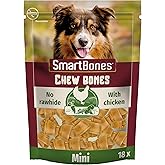 Smartbones Chicken Mini K&uuml;&ccedil;&uuml;k Boy Tavuklu Kemik 18'li, 228 Gr K&ouml;pek &Ouml;d&uuml;l&uuml;