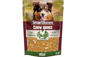 SmartBones Chicken Mini au Poulet – 18 Os à Mâcher Sans Peau d'Origine Animale pour Chien Adulte de Petite Taille - Très Faible teneur en Matières Grasses - Enrichi en Vitamines et en Minéraux