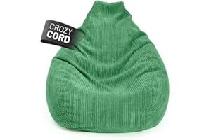 Lumaland Worek do siedzenia dla graczy XXL, ze sztruksu, fotel gamingowy dla dorosłych i nastolatków, komfortowy worek Bean Bag, 135 x 100 cm, ciemnozielony