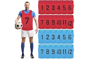 TESIN Confezione da 24 gilet in rete di nylon Scrimmage per allenamento di squadra Pinnies maglie treno gilet per adulti sport basket calcio calcio, rosso, blu., 36x63x57cm
