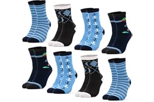 Occulto CALZE per BAMBINA e BAMBINO Taglia 23-38 (8 PAIA) in COTONE, CALZINI per BAMBINA e BAMBINO a righe, pois, cuori e motivo calcio