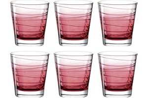 Leonardo Vario Struttura 026842 - Juego de 6 vasos de agua aptos para lavavajillas, vasos de cristal coloridos, juego de bebidas de color rojo, 250 ml