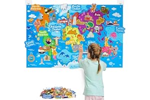 Tomatoys Juguetes Educativos de Fieltro para Niños. Colección Montessori de Figuras Didácticas: Sistema Solar, Mapa Mundi, Animales Marinos, Zoo y Granja. Regalos Infantiles 3-5 (Mapa Mundi Infatil)