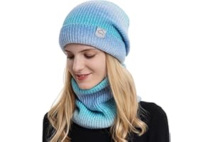 TAGVO Conjunto Set de Bufanda y Gorro de Punto Calentar Beanie Sombrero Gorras y Bufanda de Suave Invierno para Mujer Corriendo Bicicleta Excursionismo Deportes