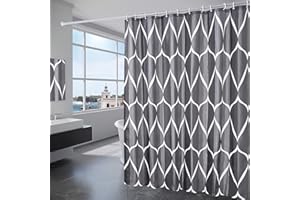 GRICOL Shower Curtain Waterproof 180 x 200 cm Polyester Bathroom Curtain Thick Duty Bath Curtains with 12 Hooks Resistant Washable Black