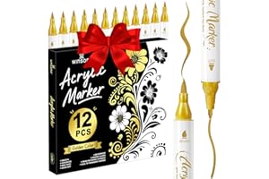 WINSONS Golden Acrylfarben-Marker, Doppelspitze, fein und Pinsel, wasserfest, ungiftig, geruchlos, für mehrere Oberflächen