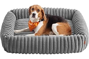 Feandrea Legowisko dla psa, duże ortopedyczne legowisko dla psa, zmywalna poduszka, miękkie, miękkie wypełnienie, 91 x 68 x 18 cm, gołębia szarość PGW312GD01