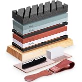 Professional Sharpening Stone Knives, Sharpening Stone Kit 400/1000 3000 | Double-sided design, with non-slip bamboo base, an