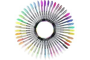 Ciaoed 48 Couleurs Stylos Gel Paillettes - 12 Métallique,12 Paillettes,12 Néon,12 Pastel - Pour peinture,d'écriture et Coloriage
