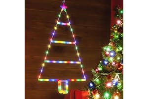 Moxled Lumiere Noel Exterieur, 61cm LED Échelle Guirlande Lumineuse Pile avec Minuterie, 8 Modes, Étanche Échelle Guirlande Lumineuse Sapin de NoeL pour Intérieur Fenêtre Decoration Noel (Coloré)