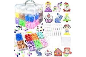 KIFHCMPR 12 Farben 10MM Bügelperlen Set, Bügelperlen mit Aufbewahrungsbox, Bügelperlen Platten, Bügelpapier, Muster, Steckperlen Set für Kinder Geschenk Geburtstag Weihnachten DIY Jungen Mädche ab 3 Jahre